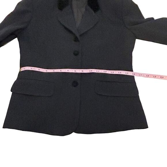 Rena Rowan For Saville Black Wool Velvet Collar Blazer, Size 4 - Picture 11 of 16